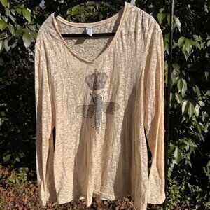 Sheer Burnout Long Sleeve Graphic Top